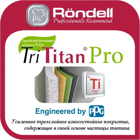 Сковорода Rondell Basaltica RDA-1840 круглая 24см покрытие: TriTitanPRO ручка несъемная (без крышки) черный