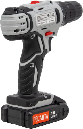 Дрель-шуруповерт Ресанта ДА-20-2ЛК аккум. патрон:быстрозажимной (кейс в комплекте) (75/14/11)