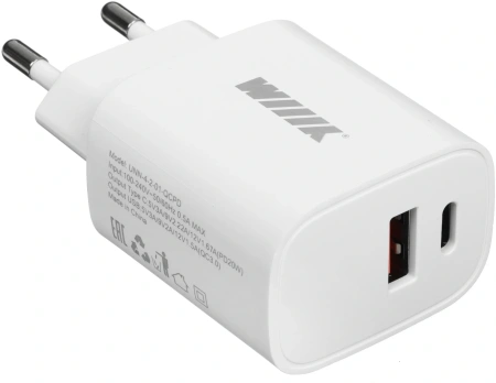 Сетевое зар./устр. Wiiix UNN-4-2-01-QC 3A+2.4A (PD+QC) USB-C/USB-A универсальное белый