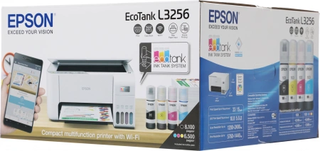 МФУ струйный Epson L3256 A4 WiFi USB белый