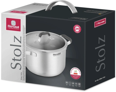 Кастрюля Rondell Stolz RDS-1752 2.3л. d=18см (с крышкой) стальной