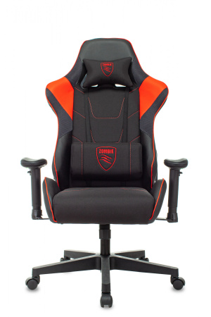 Кресло игровое Zombie Thunder 1 черный/красный ткань/эко.кожа с подголов. крестов. пластик