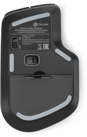 Мышь Оклик 501MW черный оптическая 2400dpi беспров. USB для ноутбука 6but (1877553)