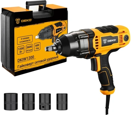 Гайковерт Deko DKIW1200 1200Вт патрон:квад.1/2" (кейс в комплекте) (085-1125)