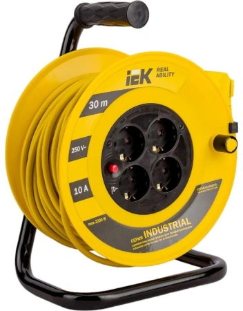 Сетевой удлинитель IEK Industrial 10м (4 розетки) черный/желтый (пакет ПЭ)