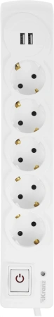 Сетевой фильтр Kranz 13-4700 3м (5 розеток) белый (коробка)