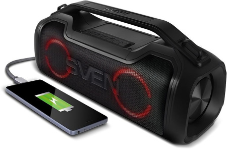 Колонка порт. Sven PS-390 черный 50W 2.0 BT/3.5Jack/USB 10м 3600mAh (SV-021306)