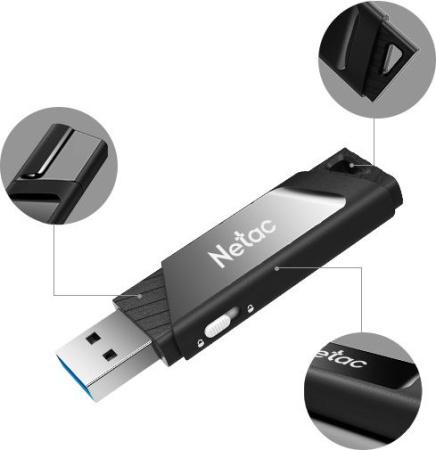 Флеш Диск Netac 128Gb U336 NT03U336S-128G-30BK USB3.0 черный