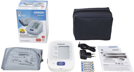 Тонометр автоматический Omron M2 Basic (HEM-7121-ARU) с адаптером