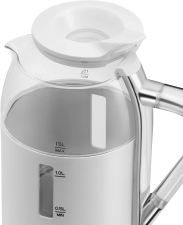 Чайник электрический Polaris PWK 1563CGL 1.5л. 2200Вт белый/прозрачный корпус: стекло/пластик