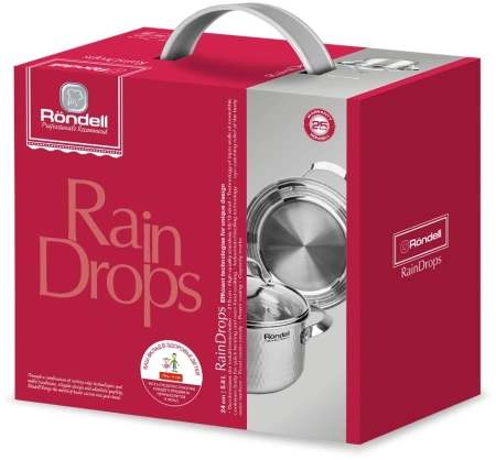 Кастрюля Rondell RainDrops RDS-1295 5.6л. d=24см (с крышкой) стальной