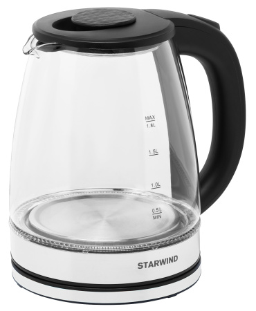 Чайник электрический Starwind SKG2050 1.8л. 1800Вт черный/серебристый (корпус: стекло)