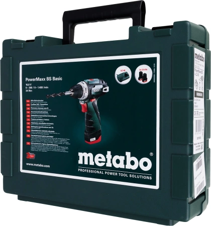 Дрель-шуруповерт Metabo PowerMaxx BS Basic аккум. патрон:быстрозажимной (кейс в комплекте) (600080500)