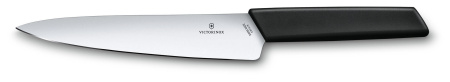 Нож кухонный Victorinox Swiss Modern (6.9013.19B) стальной разделочный лезв.190мм прямая заточка черный блистер