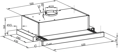 Вытяжка встраиваемая Lex HIDE G 600 белый управление: кнопочное (1 мотор)