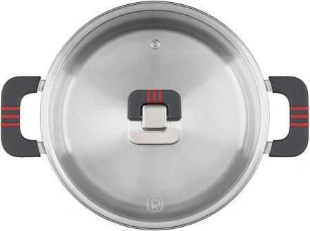 Кастрюля Rondell Stripes RDS-1638 5.2л. d=24см (с крышкой) стальной