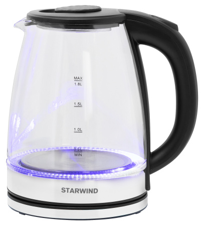 Чайник электрический Starwind SKG2050 1.8л. 1800Вт черный/серебристый (корпус: стекло)