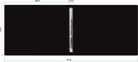 Папка на 4-х кольцах Бюрократ -0827GA3BLCK A3 гориз. пластик 0.8мм кор.27мм черный
