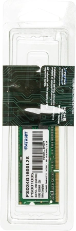Память DDR3L 4Gb 1600MHz Patriot PSD34G1600L2S RTL PC3-12800 CL11 SO-DIMM 204-pin 1.35В dual rank Ret