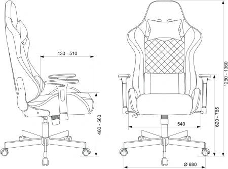 Кресло игровое Knight ARMOR черный ромбик эко.кожа с подголов. крестов. металл