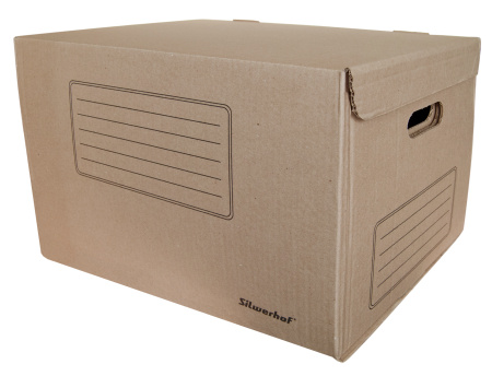 Короб архивный откидная крышка Silwerhof ОК-18 микрогофрокартон 480x325x295мм коричневый