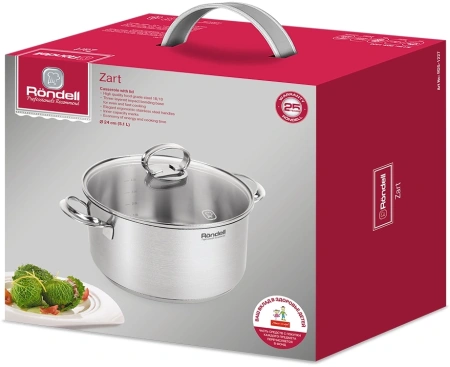 Кастрюля Rondell Zart RDS-1227 5.1л. d=24см (с крышкой) стальной