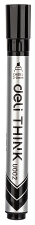Маркер для досок Deli EU00220 Think скошенный пиш. наконечник 2-5мм черный
