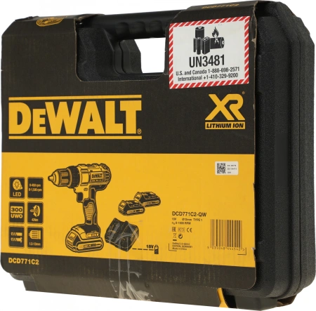 Дрель-шуруповерт DeWalt DCD771C2-QW аккум. патрон:быстрозажимной (кейс в комплекте)