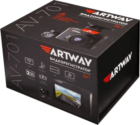 Видеорегистратор Artway AV-701 черный 8Mpix 2160x3840 2160p 170гр. GPS Novatek 96670