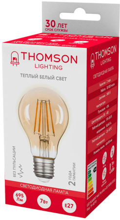 Лампа филам. Thomson Filament TH-B2110 7Вт цок.:E27 груша 220B 2400K св.свеч.бел.теп. A60 (упак.:1шт)