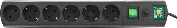 Сетевой фильтр Most RG 5м (6 розеток) черный (коробка)