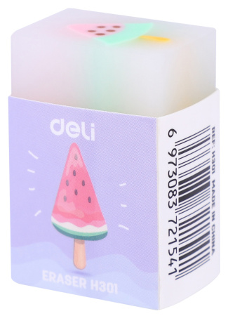 Ластик Deli EH301 прямоугольный 38х25х17мм ассорти индивидуальная картонная упаковка