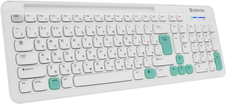Клавиатура + мышь Defender Cerrato C-978 клав:белый мышь:белый/голубой USB беспроводная Multimedia (45978)