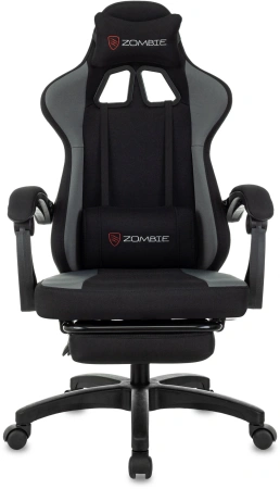 Кресло игровое Zombie Weaver черный/серый с подголов. крестов. пластик подст.для ног пластик черный