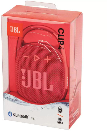 Колонка порт. JBL Clip 4 красный 5W 1.0 BT 15м 500mAh (JBLCLIP4RED)