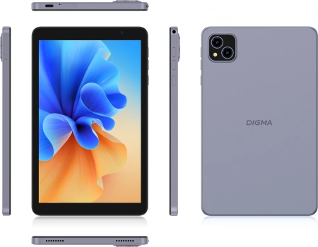 Планшет Digma Q8 SC9863A (1.6) 8C RAM3Gb ROM32Gb 8" IPS 1280x800 4G 2Sim Android 14 серый 5Mpix 2Mpix BT WiFi microSD 128Gb 4500mAh