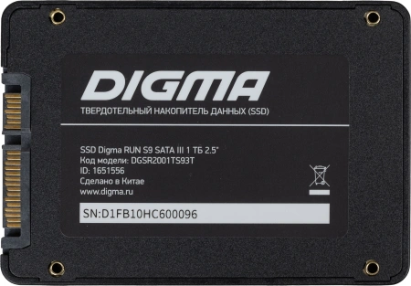 Накопитель SSD Digma SATA III 1Tb DGSR2001TS93T Run S9 2.5"