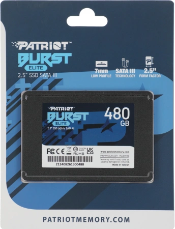 Накопитель SSD Patriot SATA III 480Gb PBE480GS25SSDR Burst Elite 2.5"