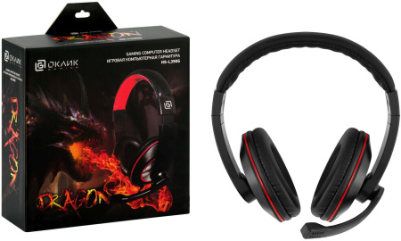 Наушники с микрофоном Оклик HS-L390G DRAGON черный/красный 1.8м мониторные оголовье (1100413)