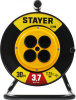 Удлинитель силовой Stayer 55070-30 2x2.5кв.мм 4розет. 30м ПВС 10A катушка желтый