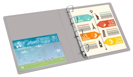 Папка на 4-х D-кольцах Бюрократ -0840/4DGREY A4 пластик 0.8мм кор.40мм внутр. с вставкой серый