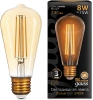 Лампа филам. Gauss Filament ST64 8Вт цок.:E27 (упак.:10шт) эдисон 220B св.свеч.бел.теп. (157802008)