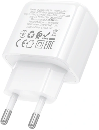 Сетевое зар./устр. Hoco CS53A Surplus 25W 3A (PD) USB Type-C универсальное белый (31488)