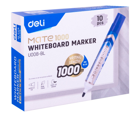 Маркер для досок Deli EU008-BL Mate круглый пиш. наконечник синий (1шт.)
