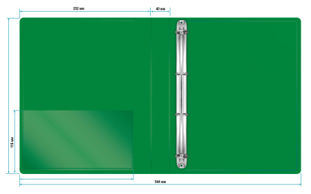Папка на 4-х кольцах Бюрократ -0840/4RGRN A4 пластик 0.8мм кор.40мм внутр. с вставкой зеленый