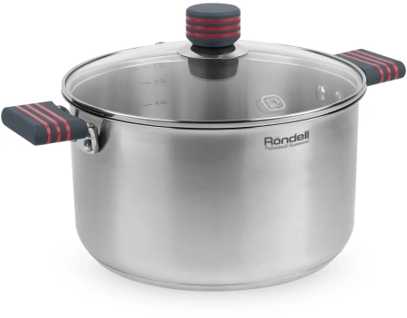 Кастрюля Rondell Stripes RDS-1281 5.8л. d=24см (с крышкой) стальной