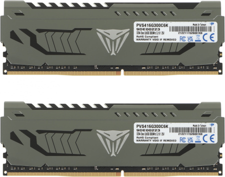 Память DDR4 2x8Gb 3000MHz Patriot PVS416G300C6K Viper Steel RTL Gaming PC4-24000 CL16 DIMM 288-pin 1.35В dual rank с радиатором Ret