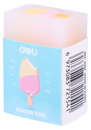 Ластик Deli EH301 прямоугольный 38х25х17мм ассорти индивидуальная картонная упаковка