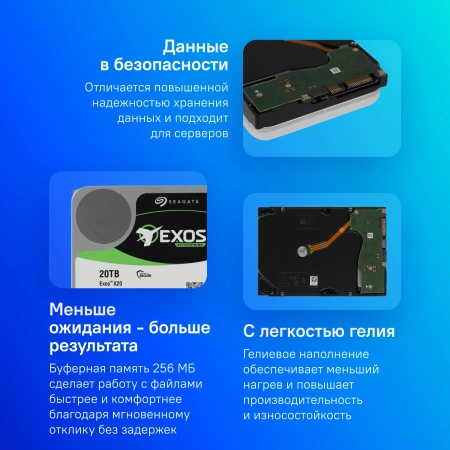 Жесткий диск Seagate SATA-III 20Tb ST20000NM007D Server Exos X20 512E (7200rpm) 256Mb 3.5"