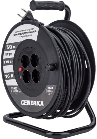 Удлинитель силовой IEK УК50 (WKP20-16-04-50-G) 3x1.5кв.мм 4розет. 50м ПВС 16A катушка
